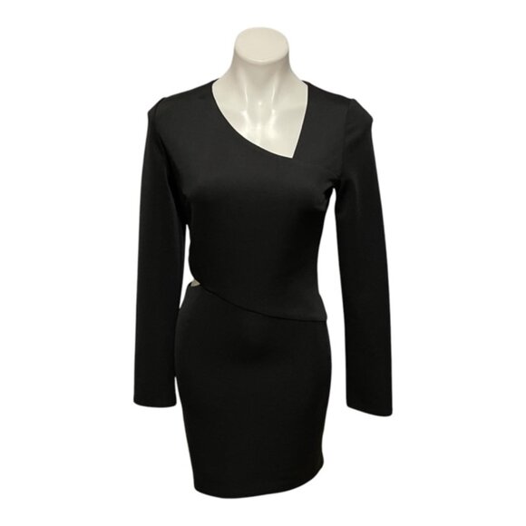 MM Couture Medium Black Cutout Long Sleeve Asymmetrical Neckline Bodycon… - Picture 2 of 7